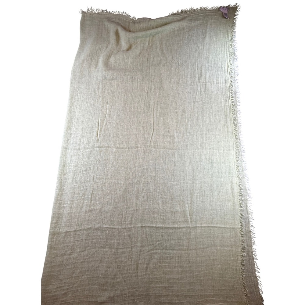 Free People Oversized Gauze Scarf Pale Lime Green Frayed Fringe Shawl Wrap